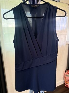 Banana Republic Navy Sleeveless V-Neck Wrap Top